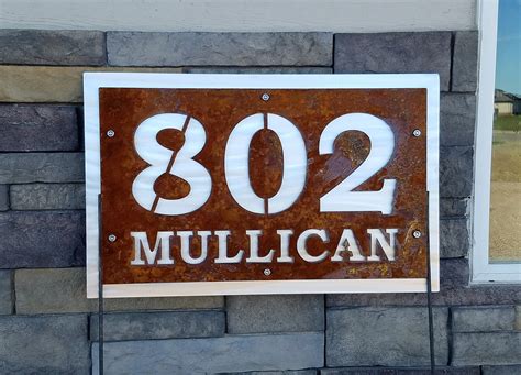 metal house numbers for lawn|Custom Lawn Address Sign, Metal Yard House .